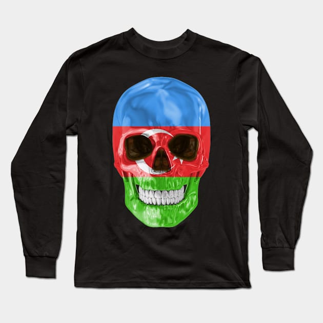 Azerbaijan Flag Skull - Gift for Azerbaijani With Roots From Azerbaijan Long Sleeve T-Shirt by Country Flags